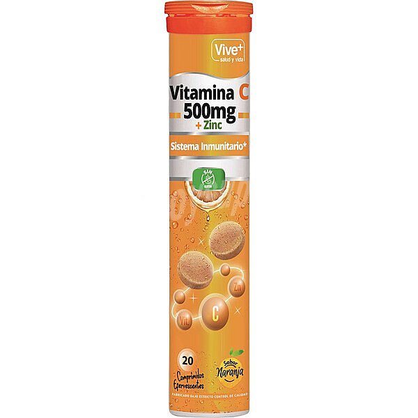 Vitamina C en comprimidos efervescentes Vive Plus sin gluten