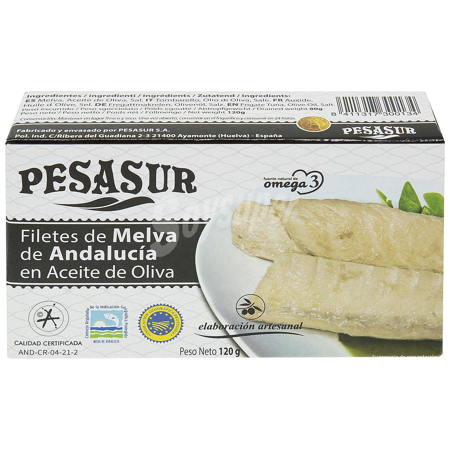 Filetes de melva IGP de Andalucía en aceite de oliva