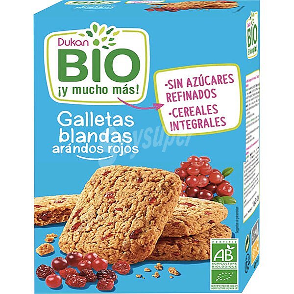 Bio galletas blandas ecológicas con arándanos rojos