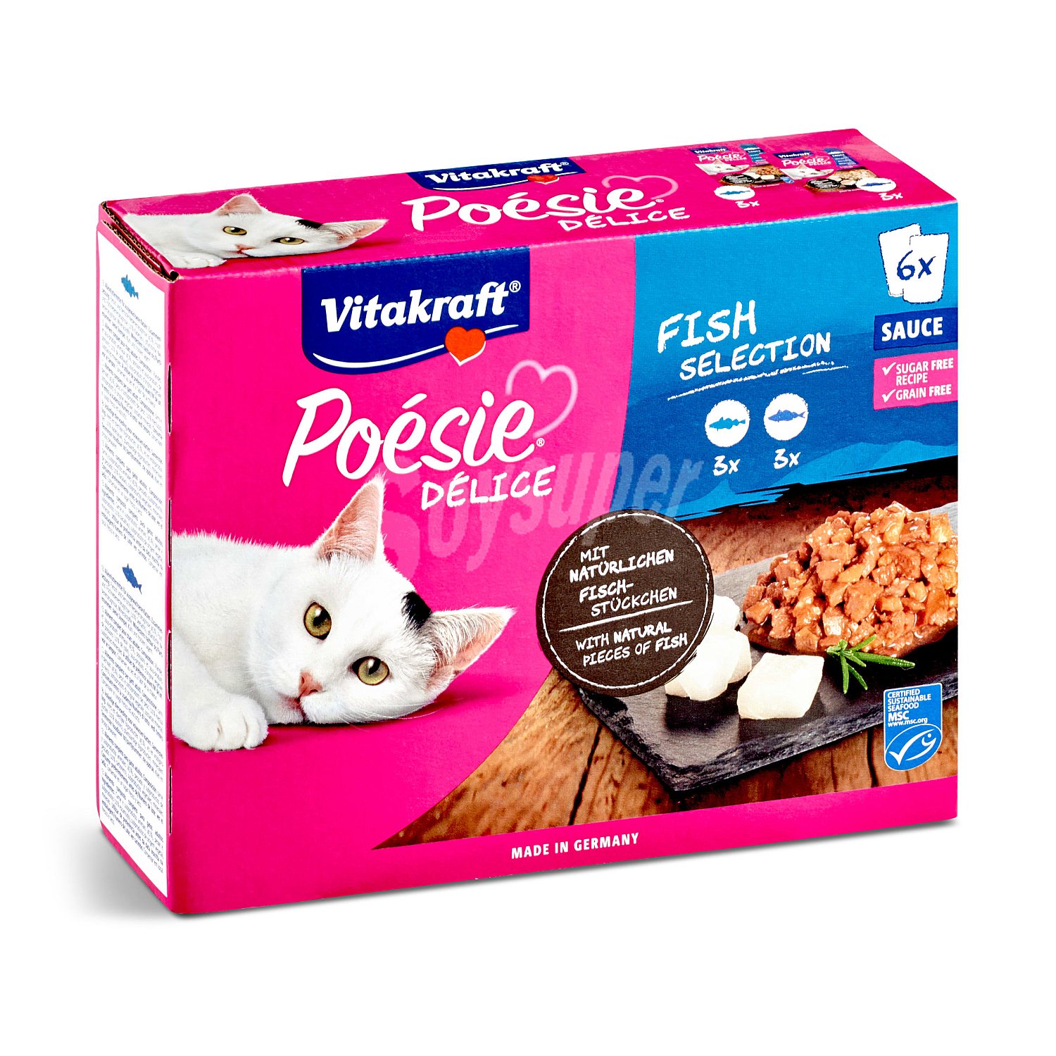 Comida húmeda multipack pouch pescado para gato adulto Vitakraft Poésie Delisauce