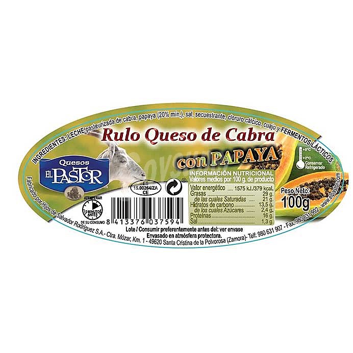 Queso rulo cabra el pastor papaya