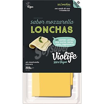 Lonchas sabor mozzarella con aceite de coco, sin gluten, lácteos ni lactosa