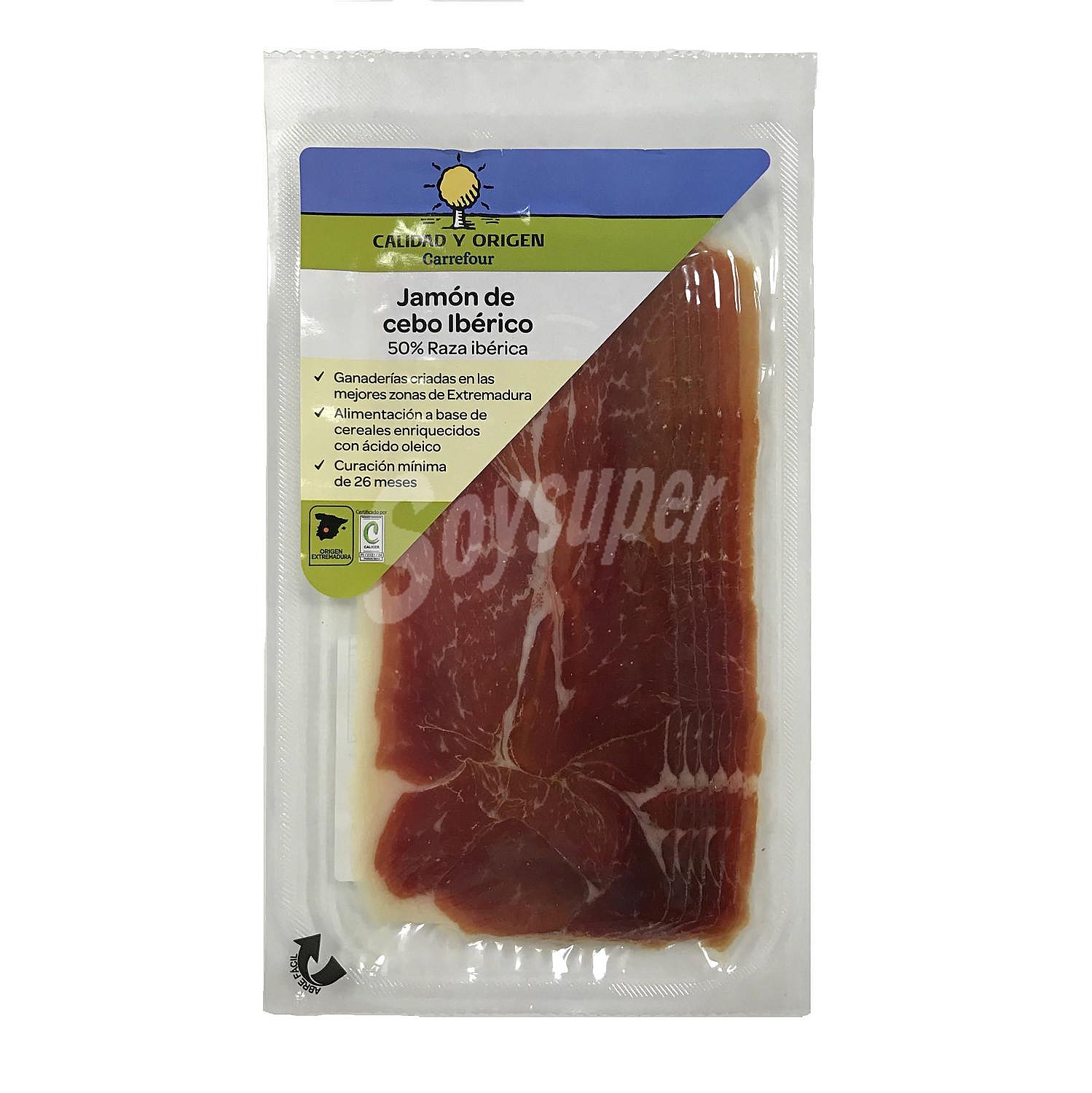 Jamón cebo ibérico 50% raza ibérica Calidad y Origen Carrefour