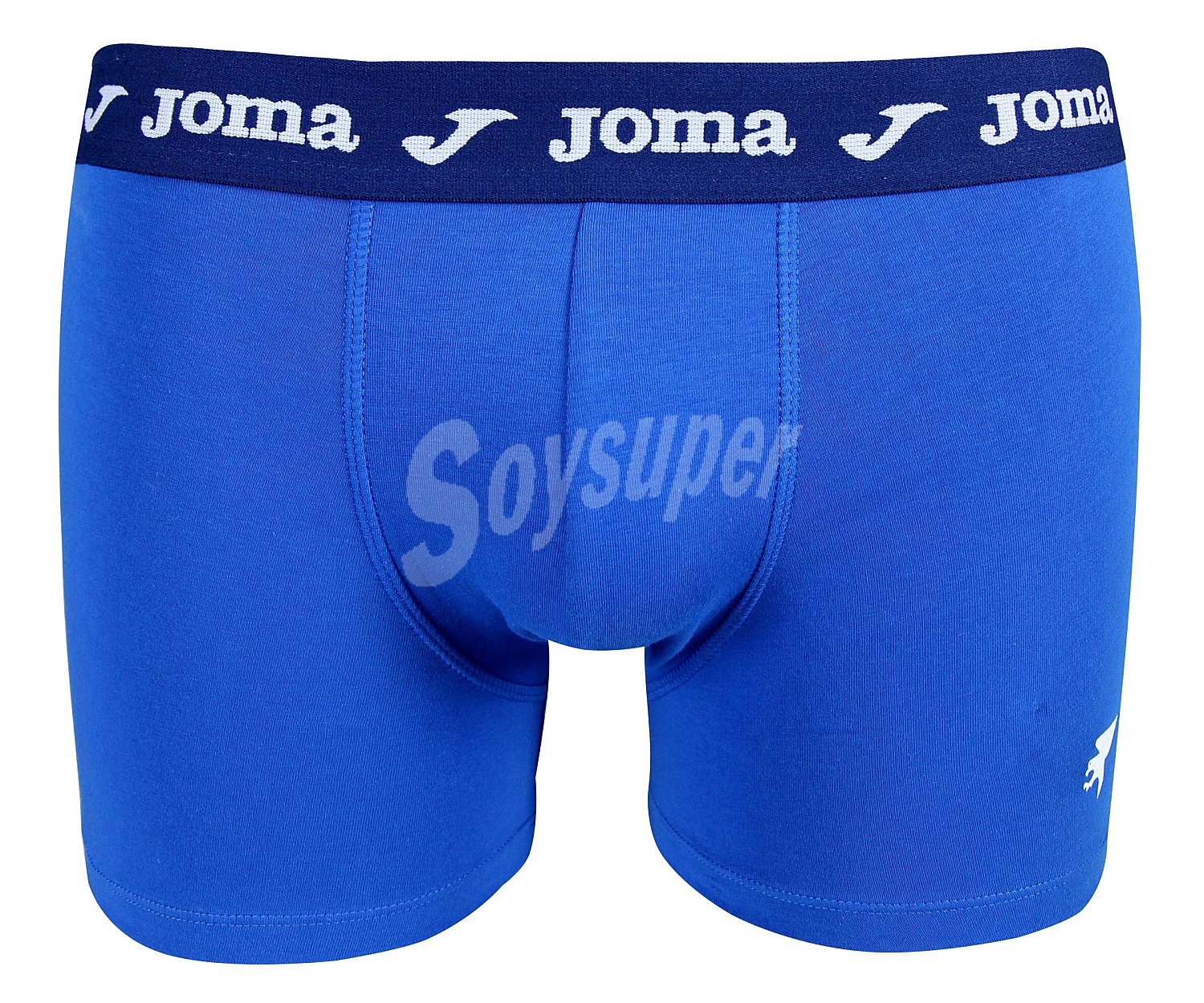 Calzoncillo bóxer liso con goma vista de algodón bielástico joma, color azul, talla