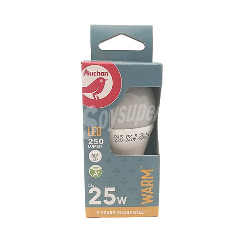 Bombilla Led E27, 3,5W=25W, luz cálida, 250lm, producto alcampo