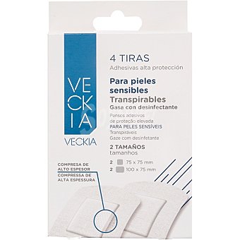 tiras adhesivas alta protección transpirables gasa con desinfectante 2 tamaños para pieles sensibles