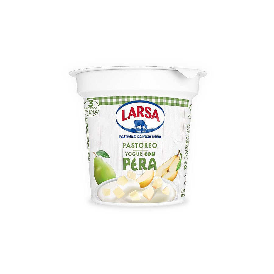 Larsa Yogur elaborado con leche de pastoreo con trocitos de pera larsa 125