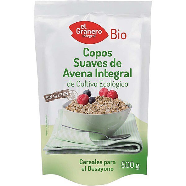 Bio copos de avena integral de cultivo ecológico y sin gluten bolsa 500 g