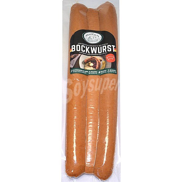 Salchichas bockwurst cocidas y ahumadas sin gluten sin lactosa 3 piezas