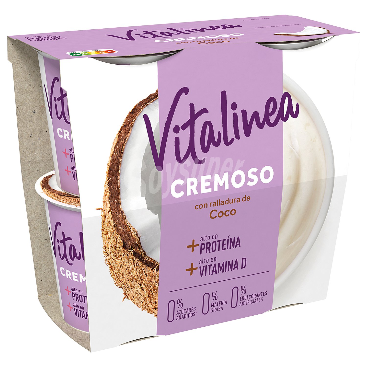 Cremoso yogur desnatado con trozos de coco pack 4 unidades 115 G