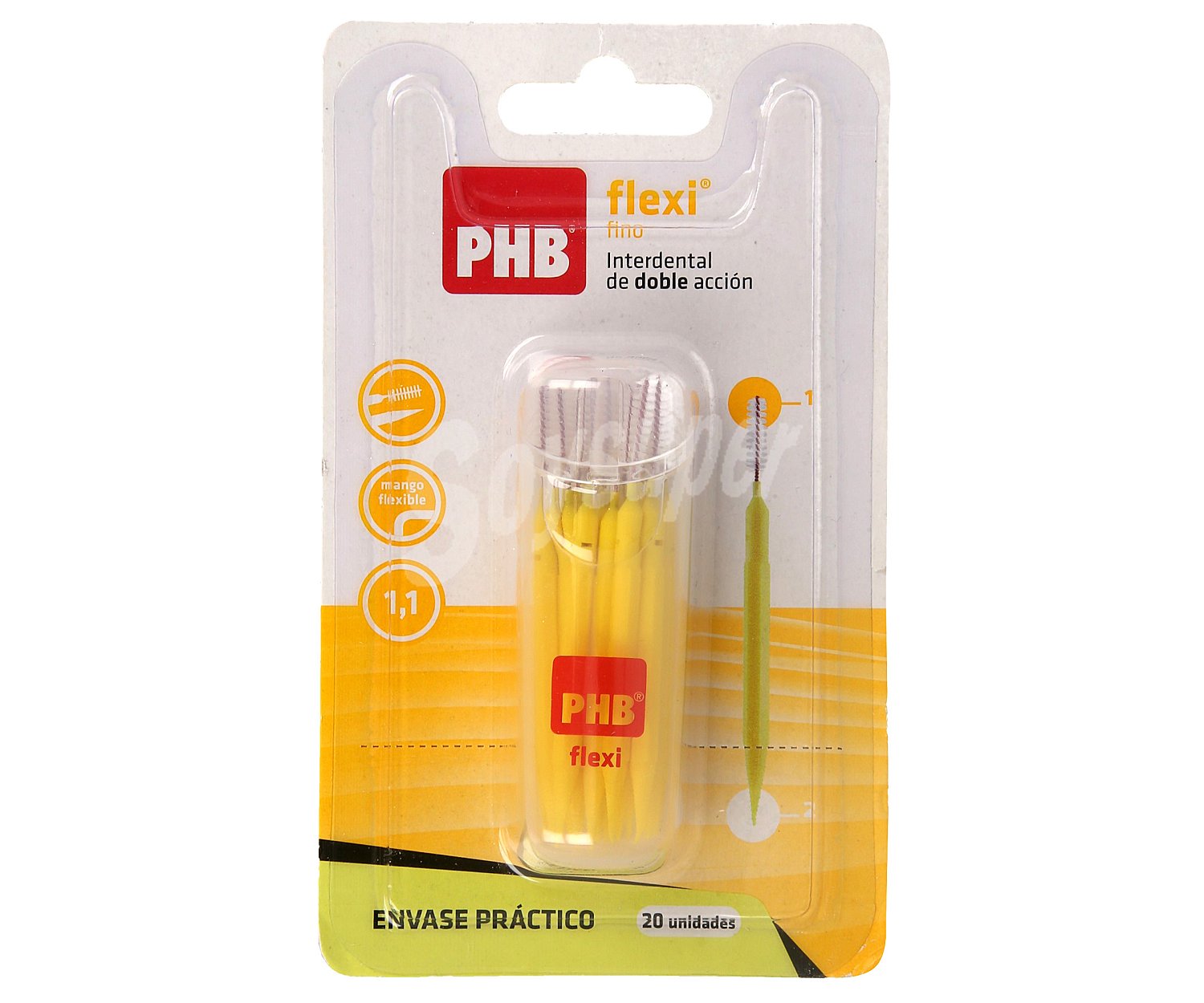 Cepillo interdental (1.1 mm), con mango flexible y doble PHB Flexi fino