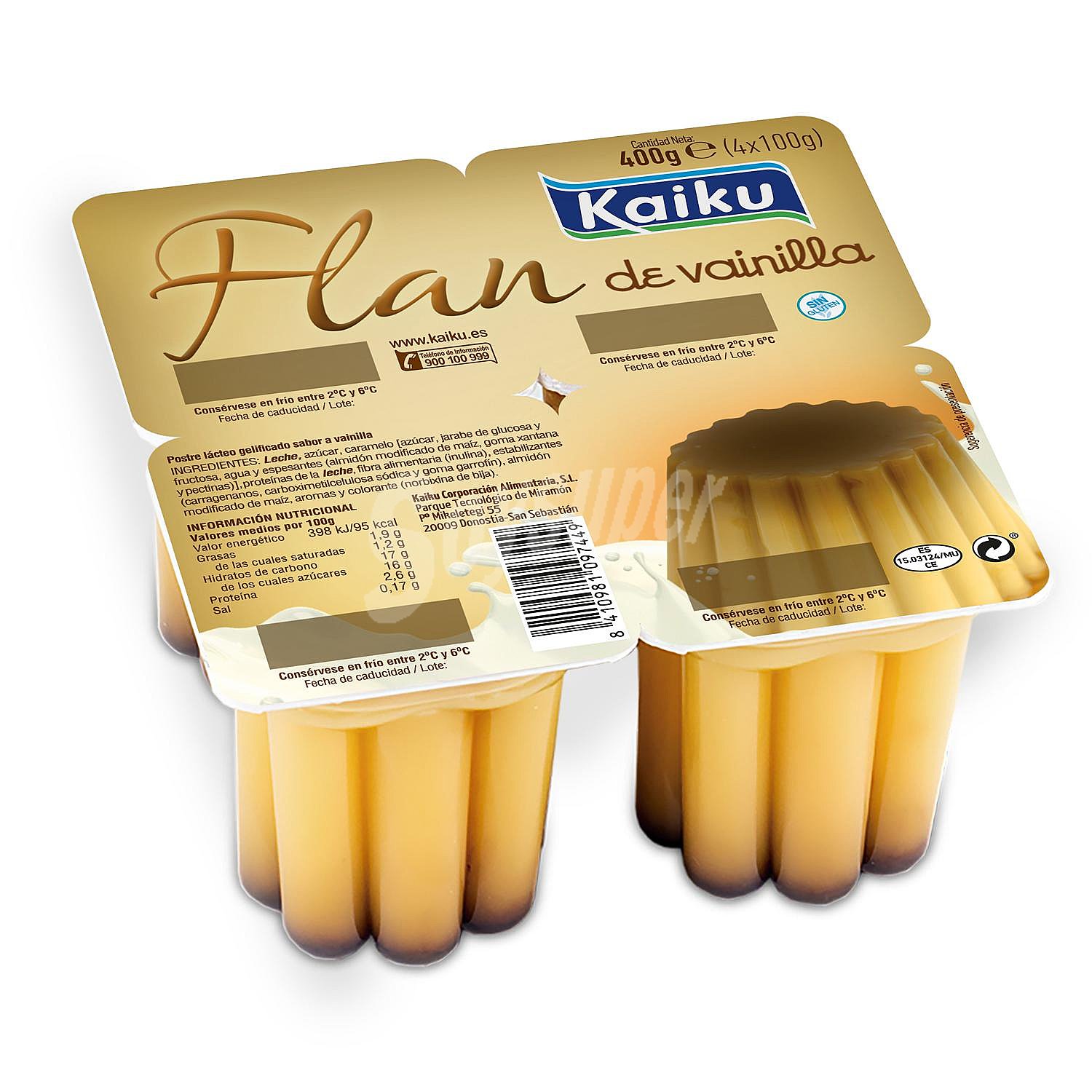 Flan de vainilla Kaiku sin gluten