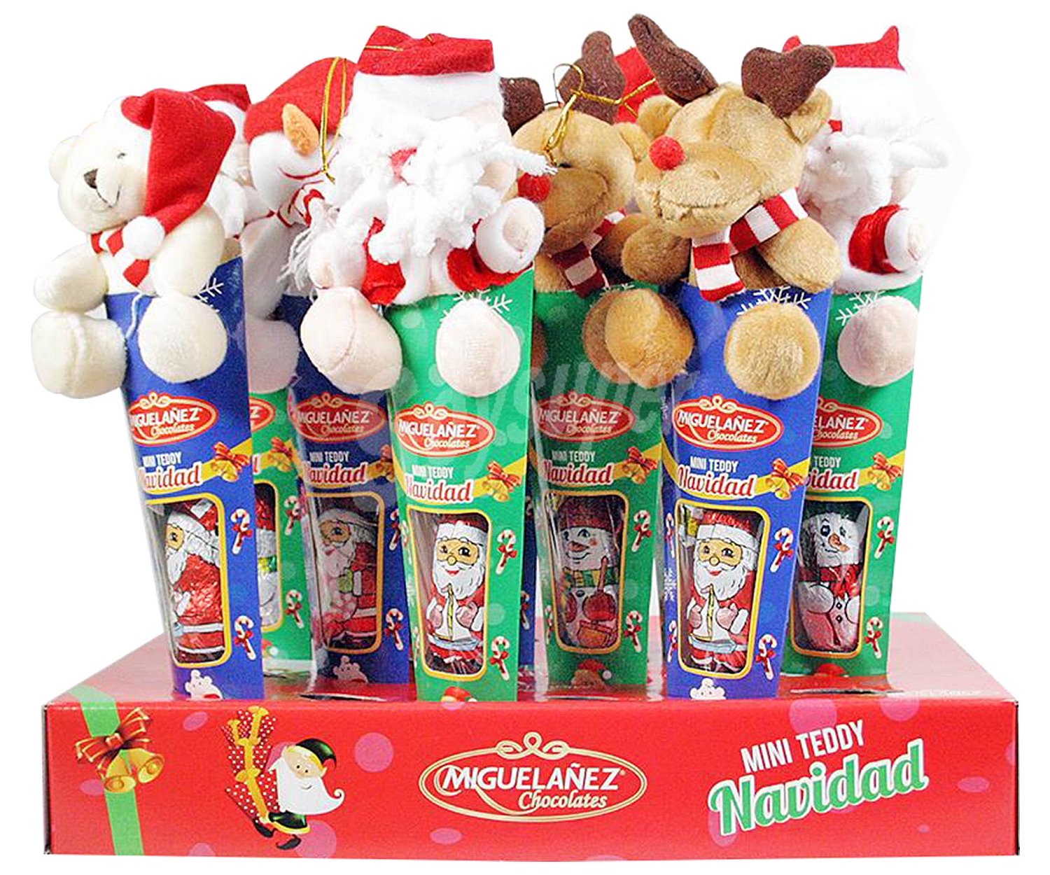 Figuras Navidad de chocolate con muñeco de peluche