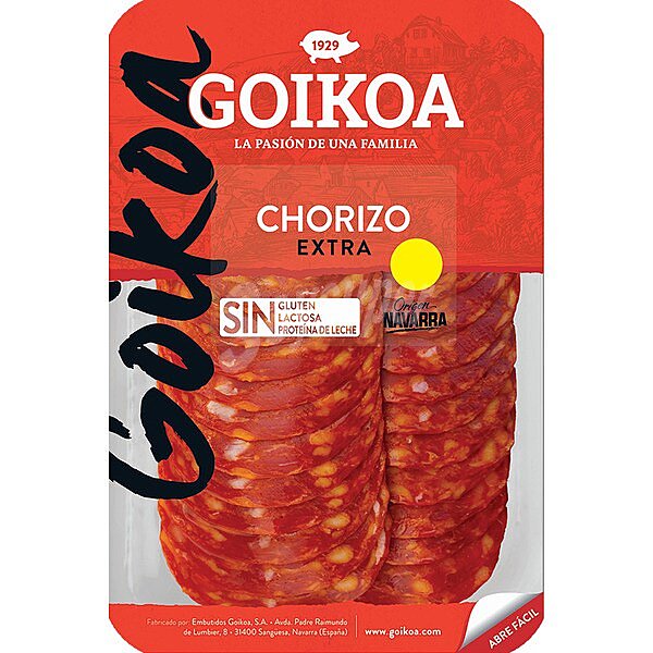 Chorizo extra dulce en lonchas sin gluten