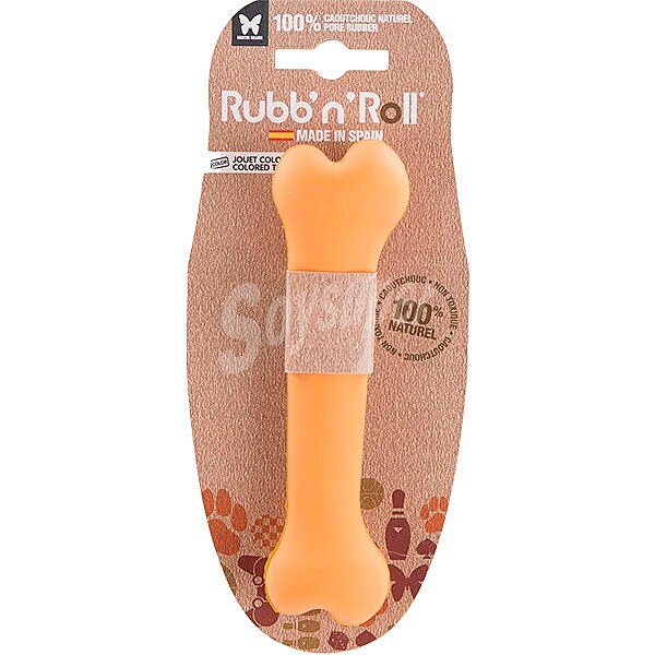 Rubb 'n' Roll hueso mordedor para perros color naranja talla M