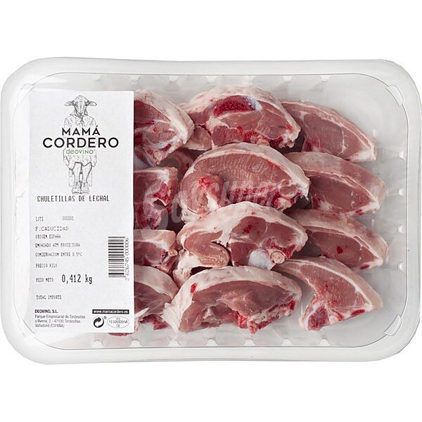 Chuletas de cordero lechal peso aproximado