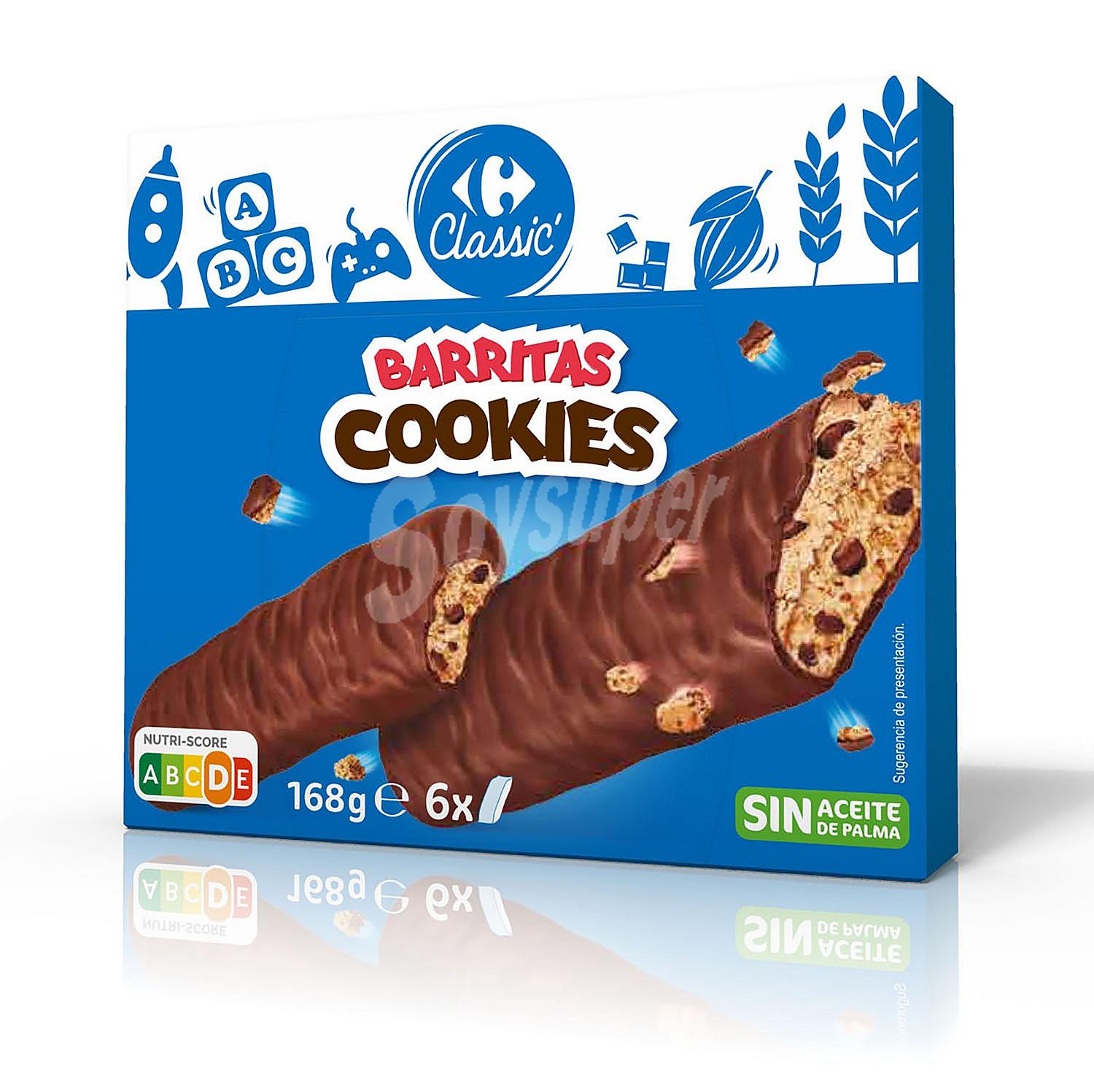 Barritas de galleta cubiertas de chocolate Carrefour sin aceite de palma