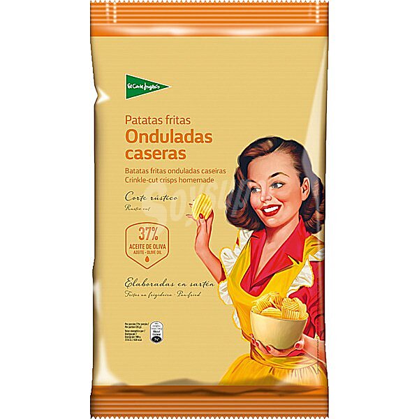 Patatas fritas onduladas caseras con 37% en aceite de oliva bolsa 170 g