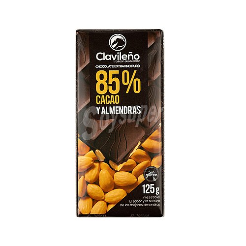 Clavileño Chocolate extrafino puro, 85 % cacao y alñmendras clavileño