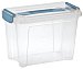 Caja transparente de ordenación, capacidad 4,6L con tapa clips y asa color azul, actuel.