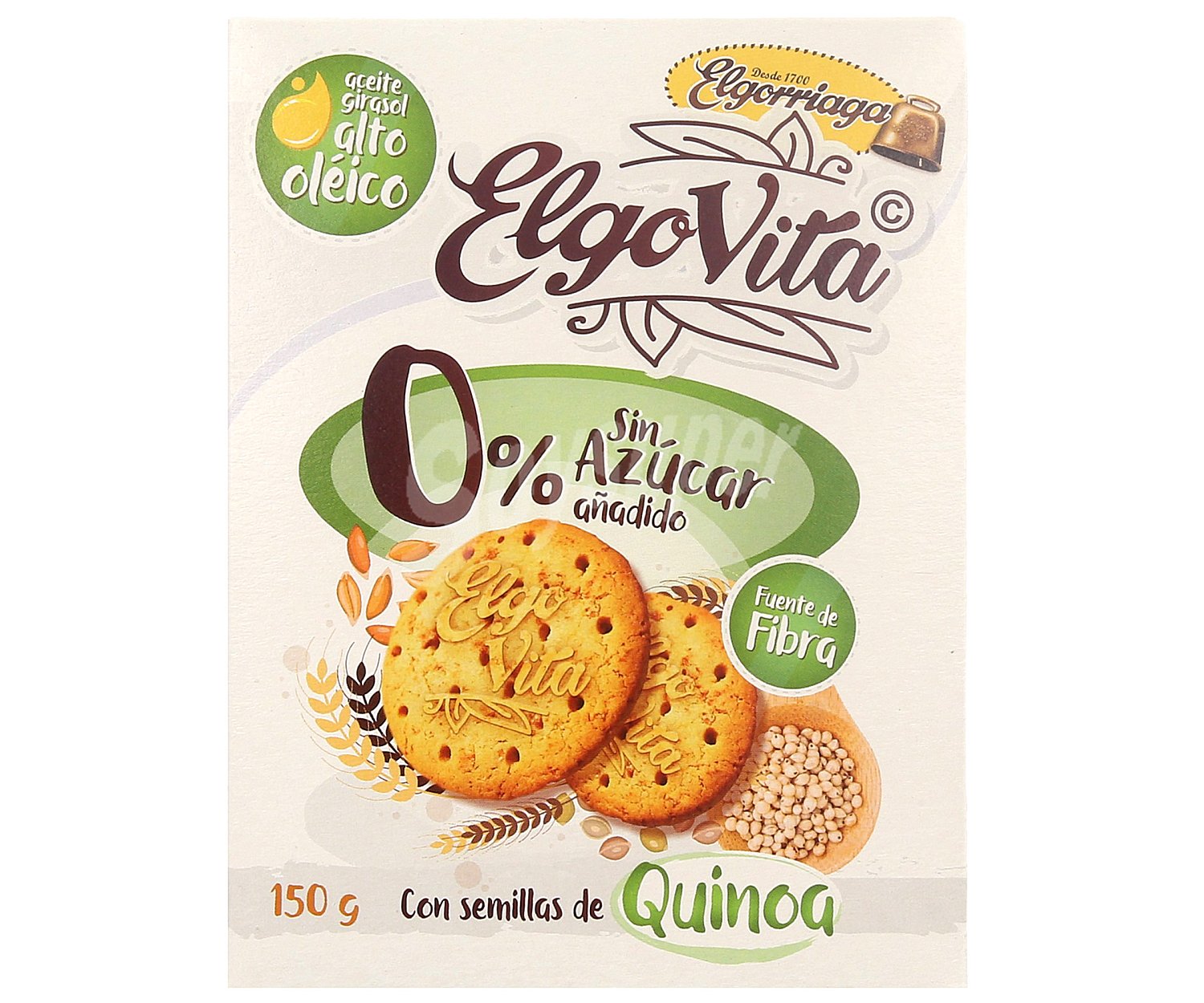 Galletas sin azucares añadidos, con semillas de quinoa elgovita