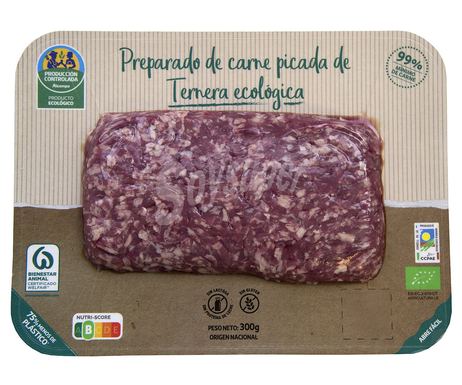 Preparado de carne picada de ternera ecológica alcampo producción controlada ecológico