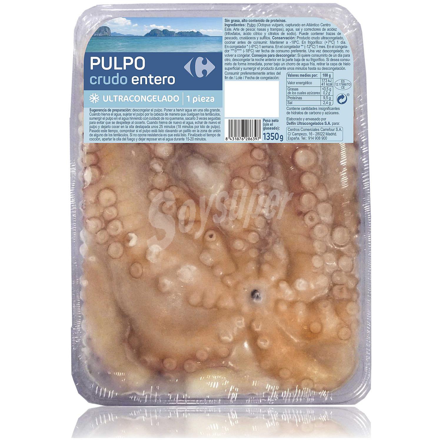 Pulpo crudo entero Carrefour