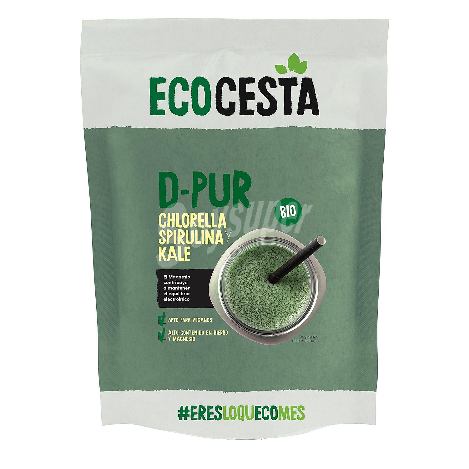 Chlorella, spirulina y kale ecológico d-pur ecocesta