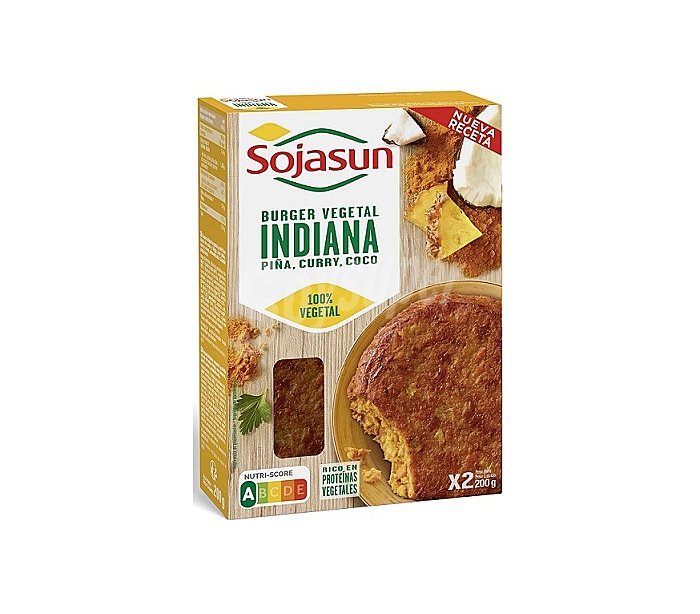 Sojasun Hamburguesa de soja con piña, curry y coco sojasun Indiana