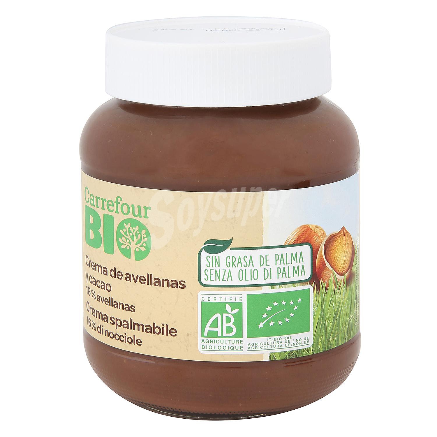 Crema de avellanas y cacao sin aceite de palma ecológica Carrefour