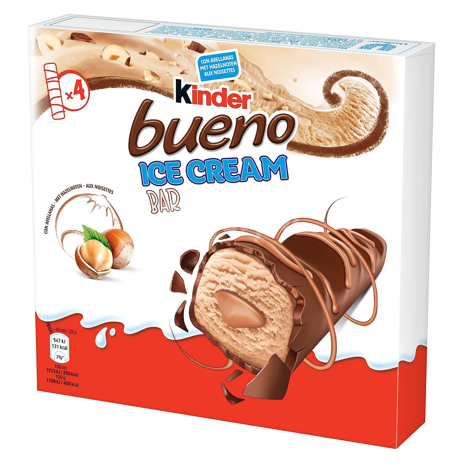 Barritas de helado con crema de avellanas Kinder Bueno