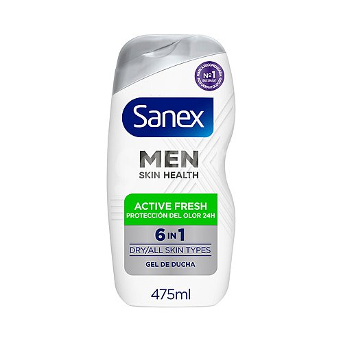 Sanex Gel de ducha o baño 6 en 1 cuerpo, para todo tipo de pieles, incluso secas sanex Men active fresh