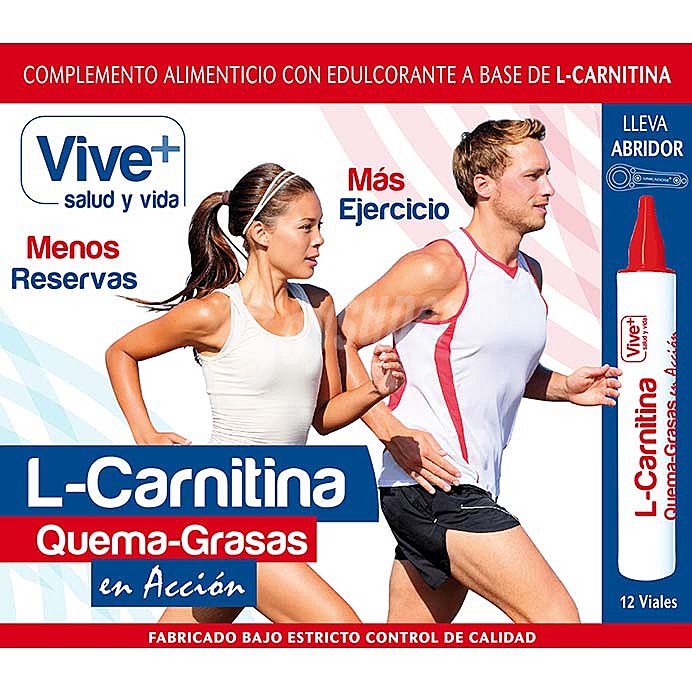 L-carnitina quema grasas en viales Vive+ sin gluten