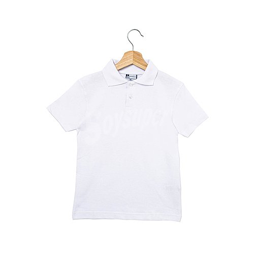 Polo de uniforme manga corta blanco unisex, talla 14