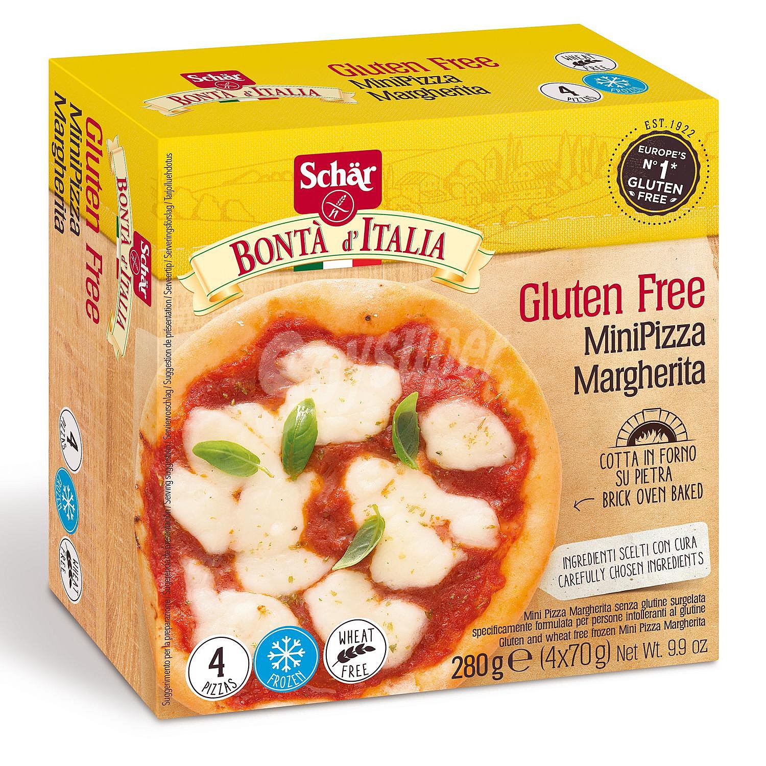 Mini pizzas margarita cocidas en horno de piedra, ultracongeladas y sin gluten