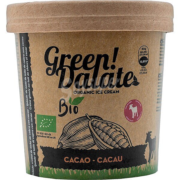 Helado ecológico de crema de leche de cabra con cacao