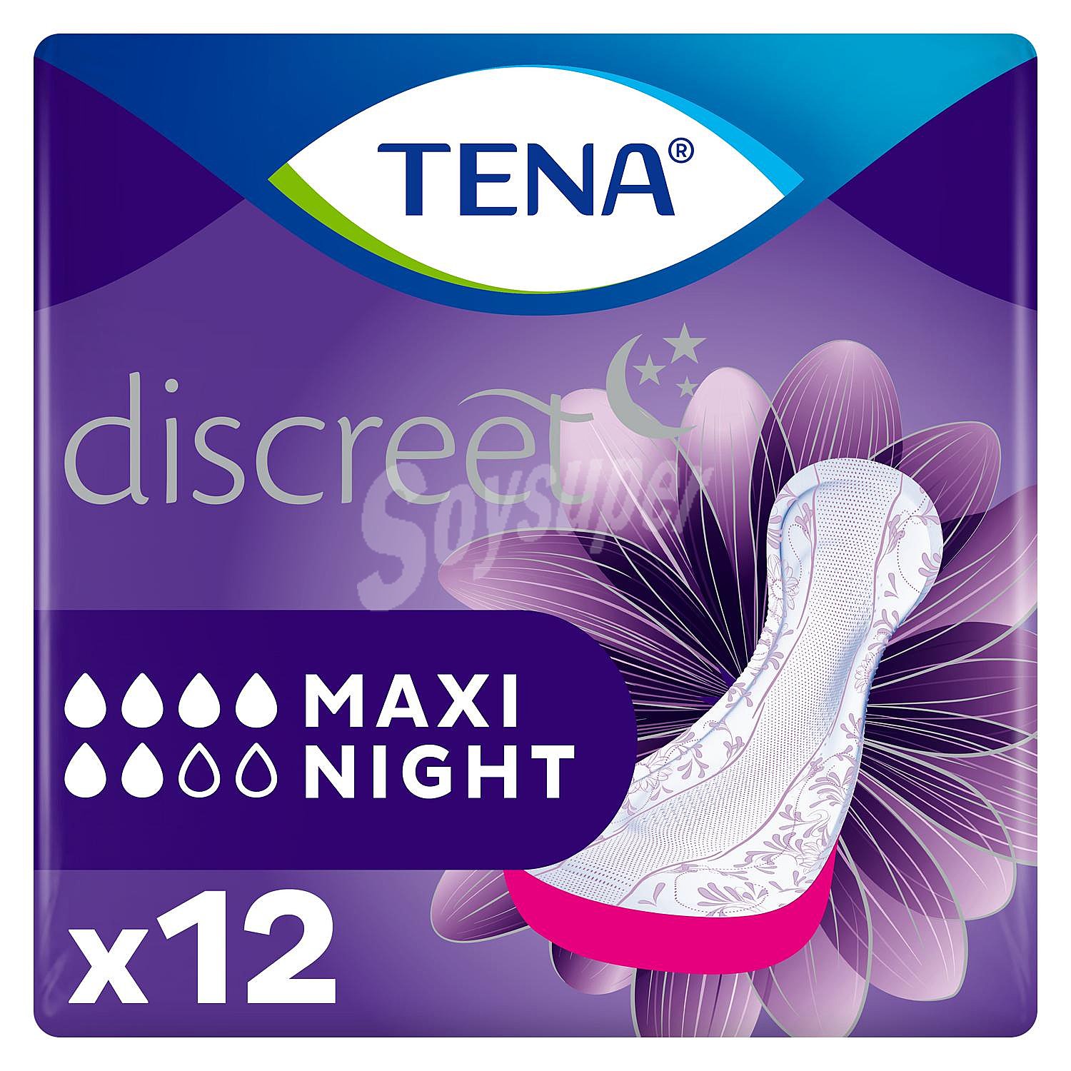 Compresas noche para incontinencia de orina maxi Discreet Tena