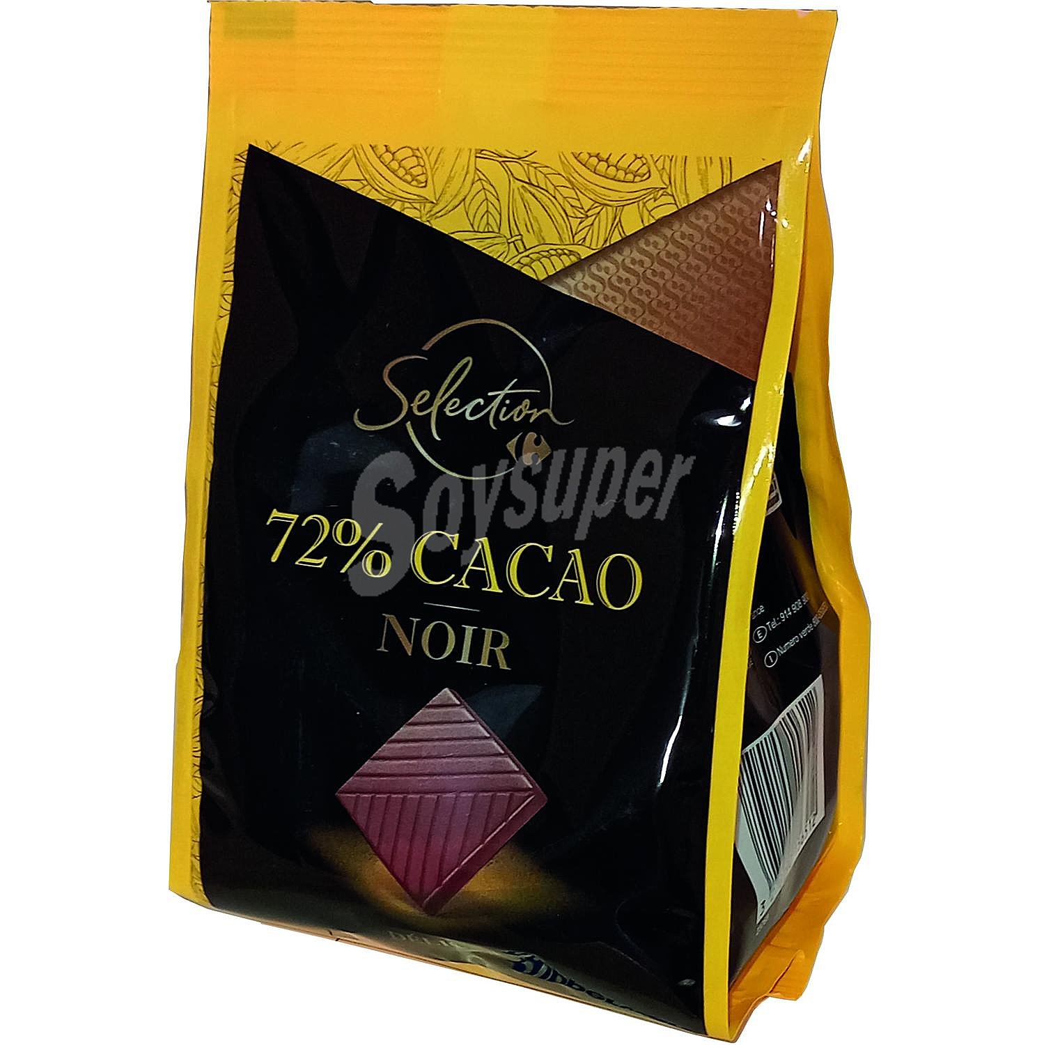 Chocolate negro 72% cacao mini tableta Carrefour Selección