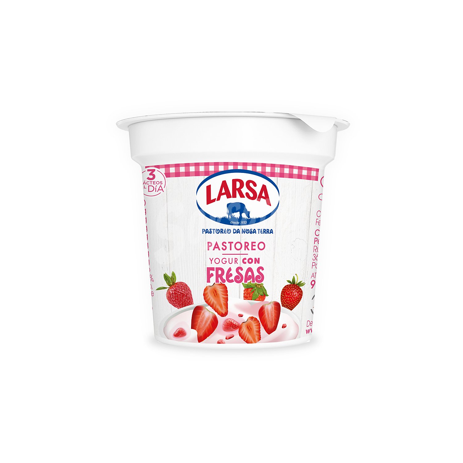 Yogur natural con trozos de fresas