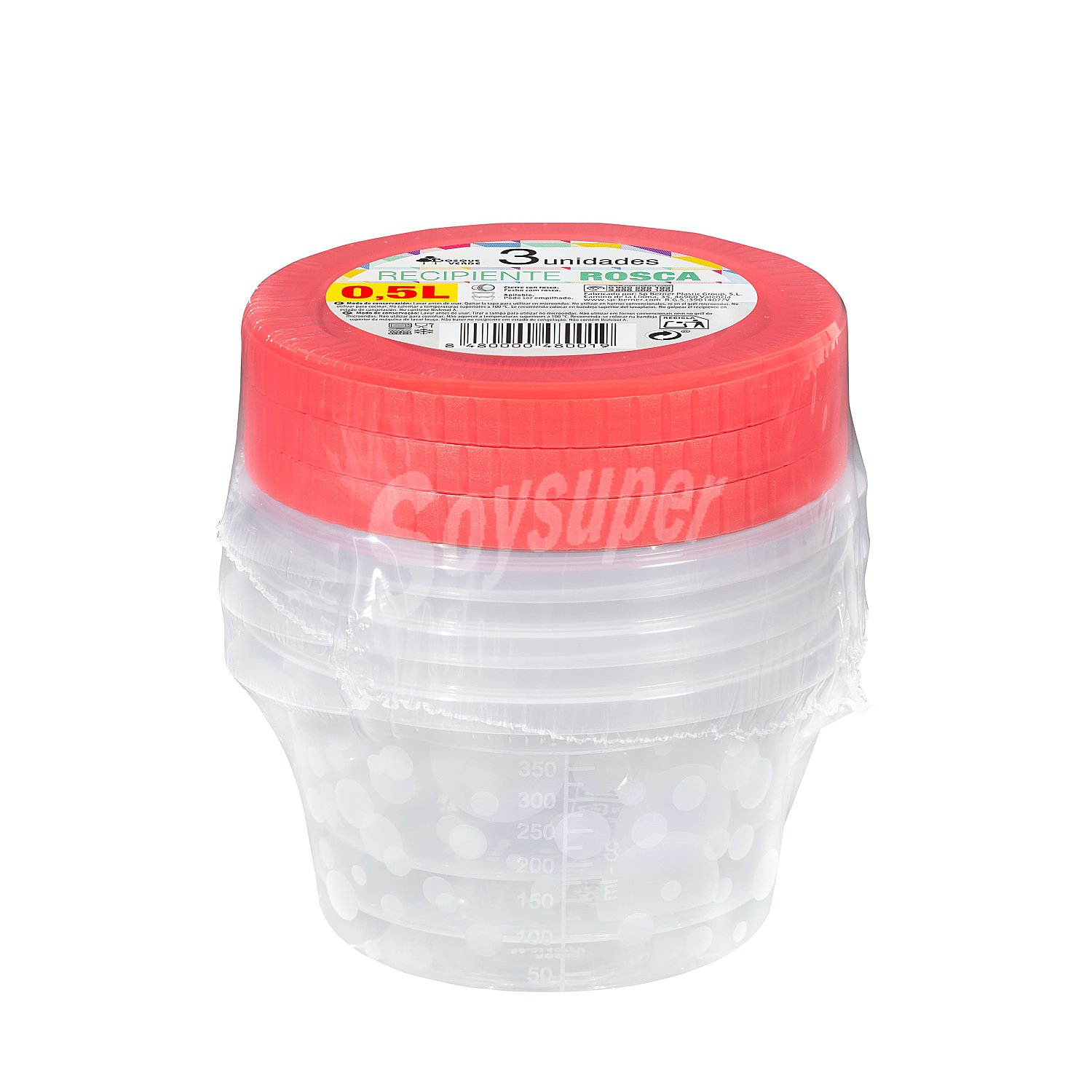 Recipiente plastico multiusos redondo 0,5 l (rosca)