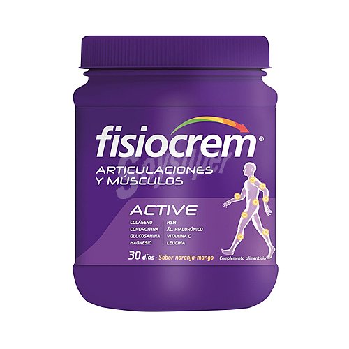 Fisiocrem Colágneo con magnesio y vitamina C, de fácil disolución y sabor naranja fisiocrem Active