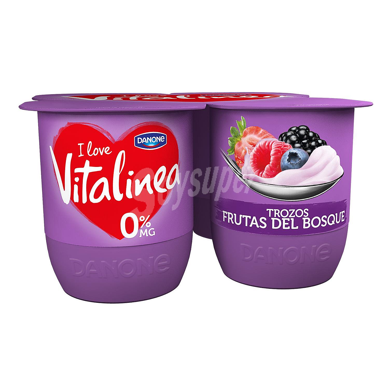 Yogur desnatado 0% materia grasa con trozos de frutas del bosque