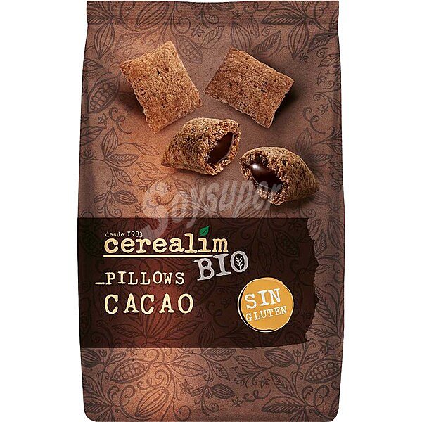 Bio Pillows cereales rellenos de crema de cacao ecológicos y sin gluten