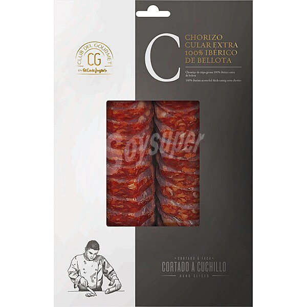 Chorizo cular 100% ibérico extra de bellota cortado a cuchillo