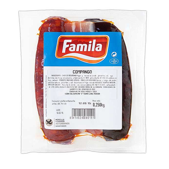 Familia Compango asturiano, elaborado sin gluten y sin lactosa familia