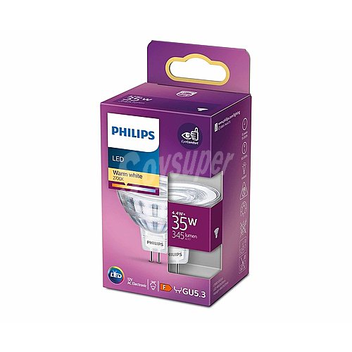 Bombilla led GU5.3, 5W=35W, luz cálida , 345lm, philips