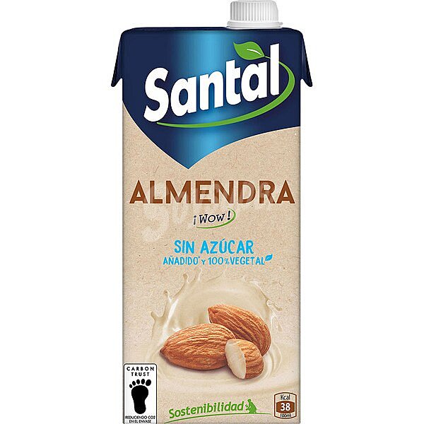 Bebida de almendra sin lactosa, sin azúcar y 100% vegetal