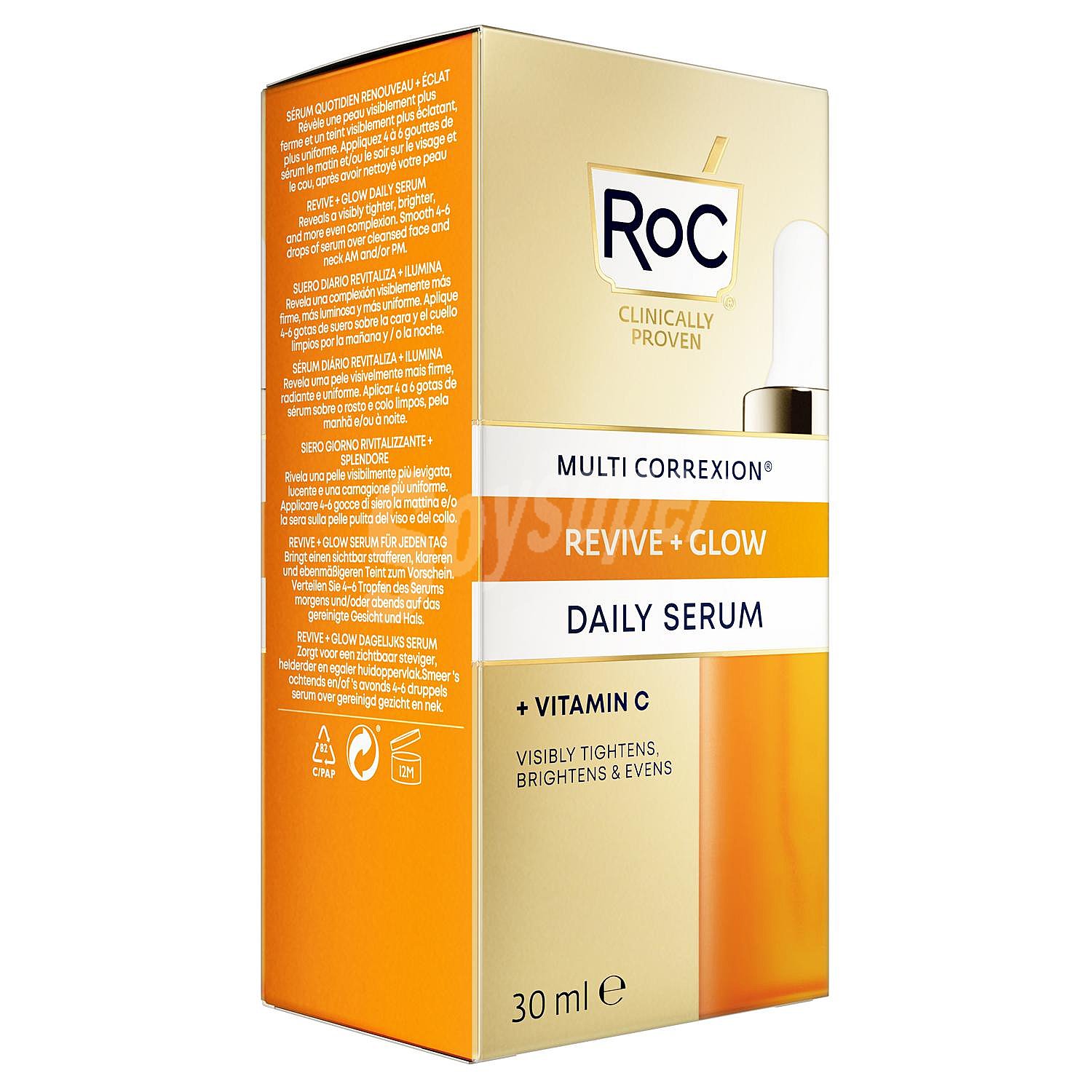 Sérum facial diario rico en vitamina C Multi Correxion Revive + Glow Roc