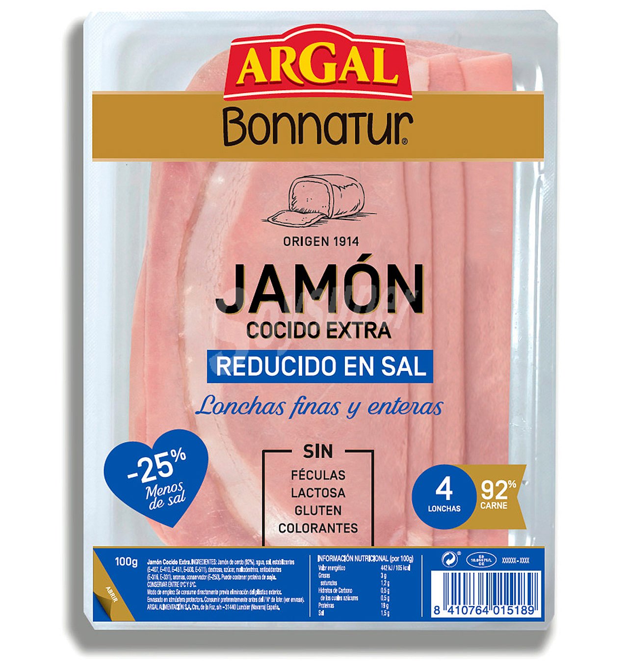 Jamón cocid bonnatur reducido en sal