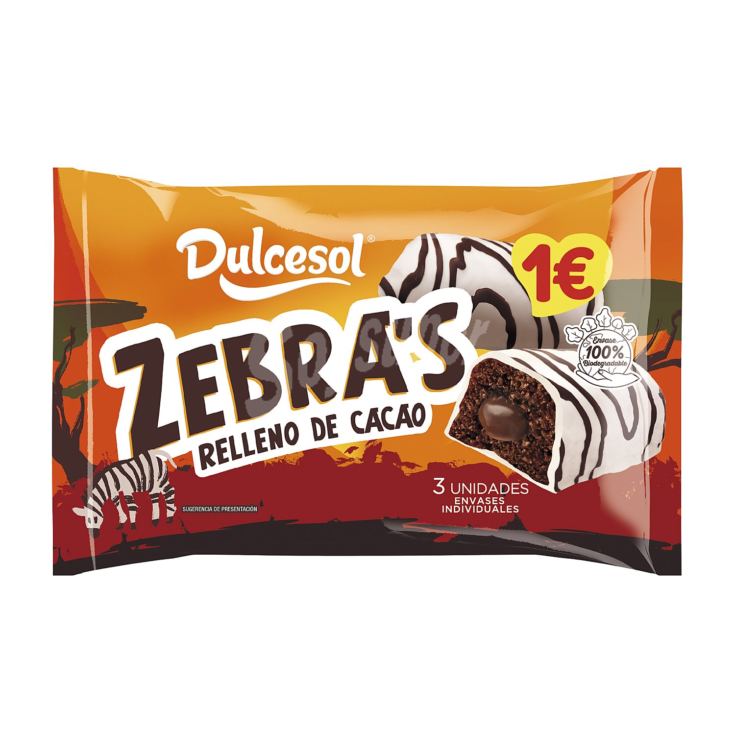 Bombón zebra relleno de cacao Dulcesol